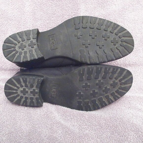 UGG Aureo II Suede Ankle Boots Size 7 Waterproof Side Zip Comfort Heel Black - Picture 11 of 11